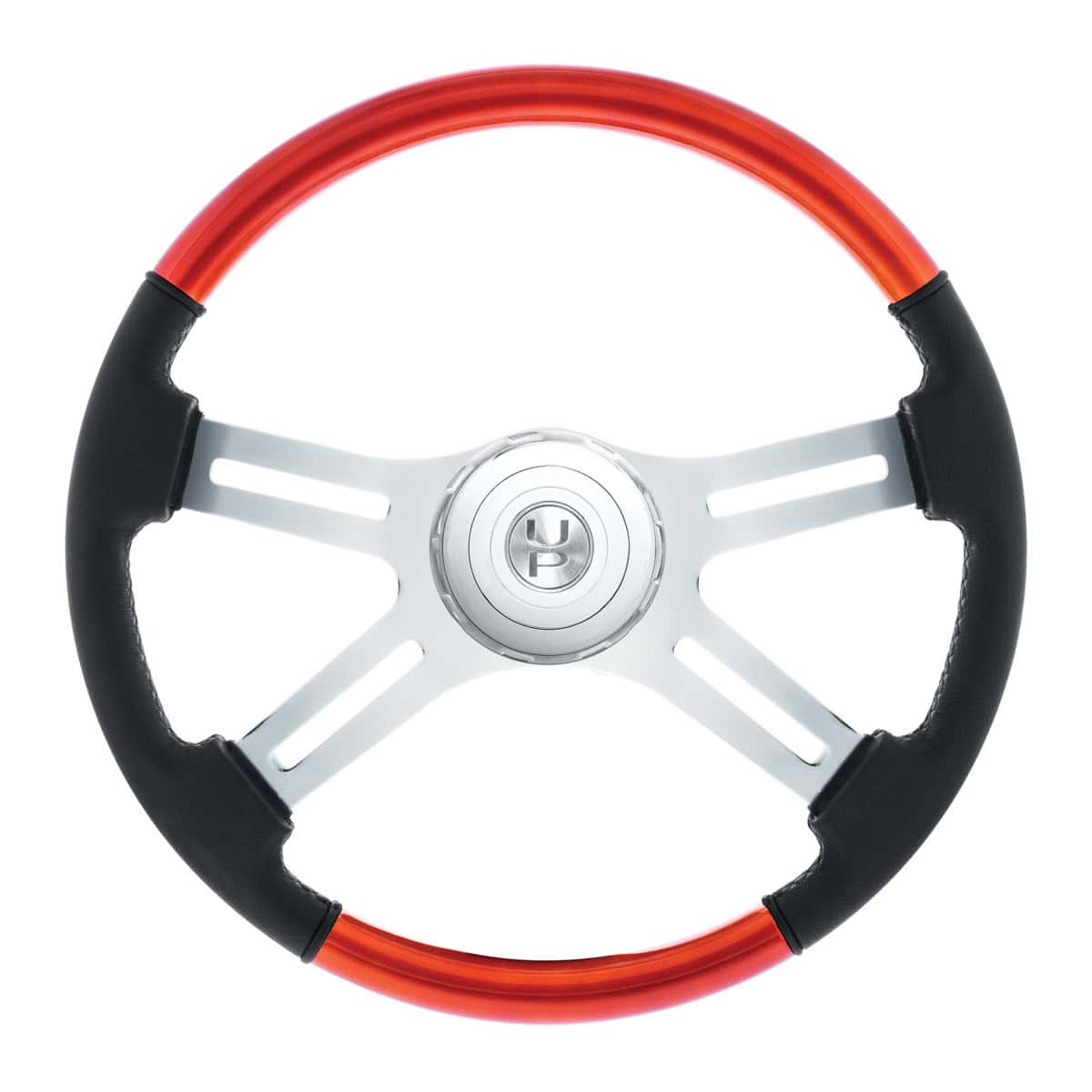 18&Quot; Leather &Amp; Wood Candy Color 4 Spoke Steering Wheel With Chrome Horn Bezel 8 18" Leather & Wood Candy Color 4 Spoke Steering Wheel With Chrome Horn Bezel