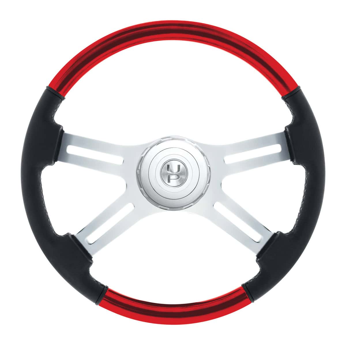 18&Quot; Leather &Amp; Wood Candy Color 4 Spoke Steering Wheel With Chrome Horn Bezel 7 18" Leather & Wood Candy Color 4 Spoke Steering Wheel With Chrome Horn Bezel