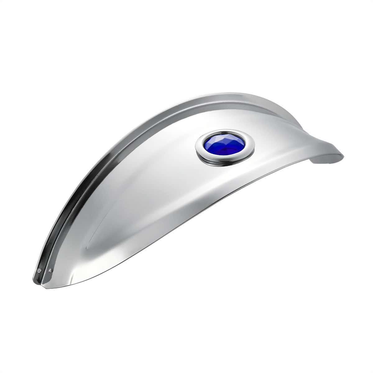 Chrome 7&Quot; Headlight Visor With Blue Glass Dot 1 Chrome 7" Headlight Visor with Blue Glass Dot