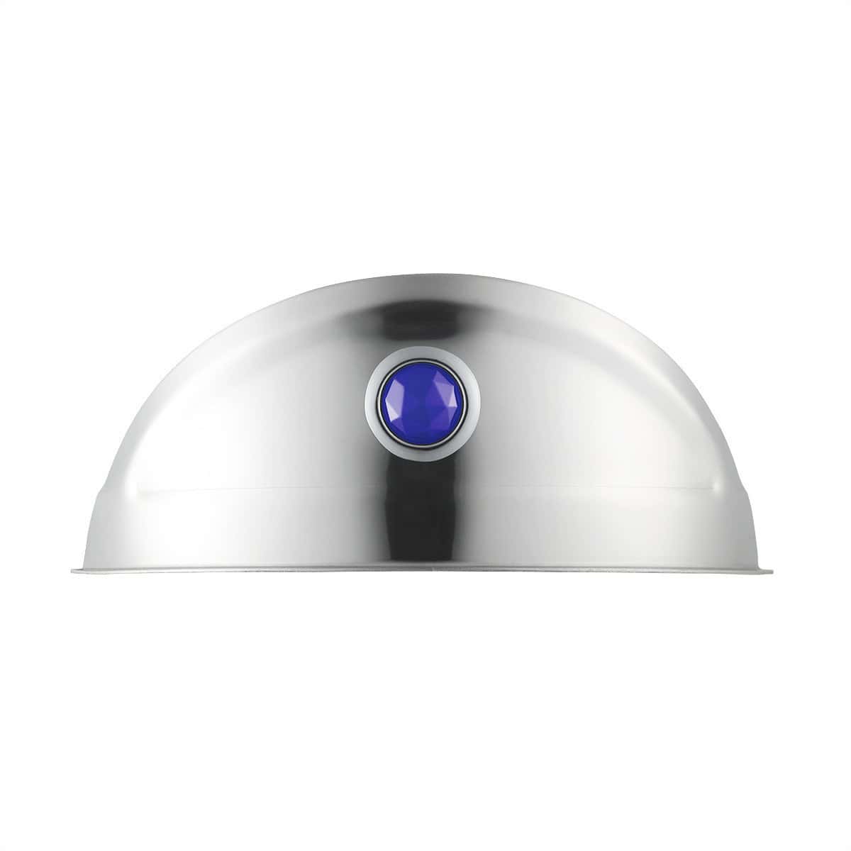 Stainless Steel 7" Headlight Visor with Blue Glass Dot