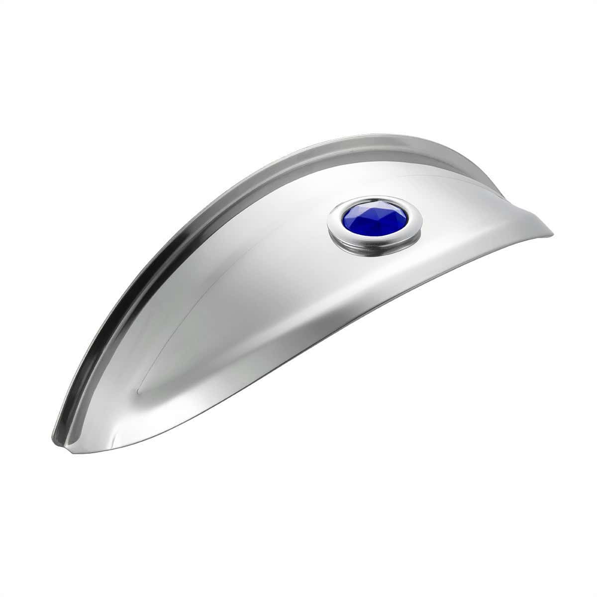 Stainless Steel 7" Headlight Visor with Blue Glass Dot