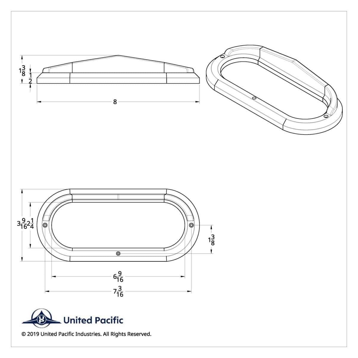 Oval Chrome Light Bezel With Visor 4 Oval Chrome Light Bezel with Visor