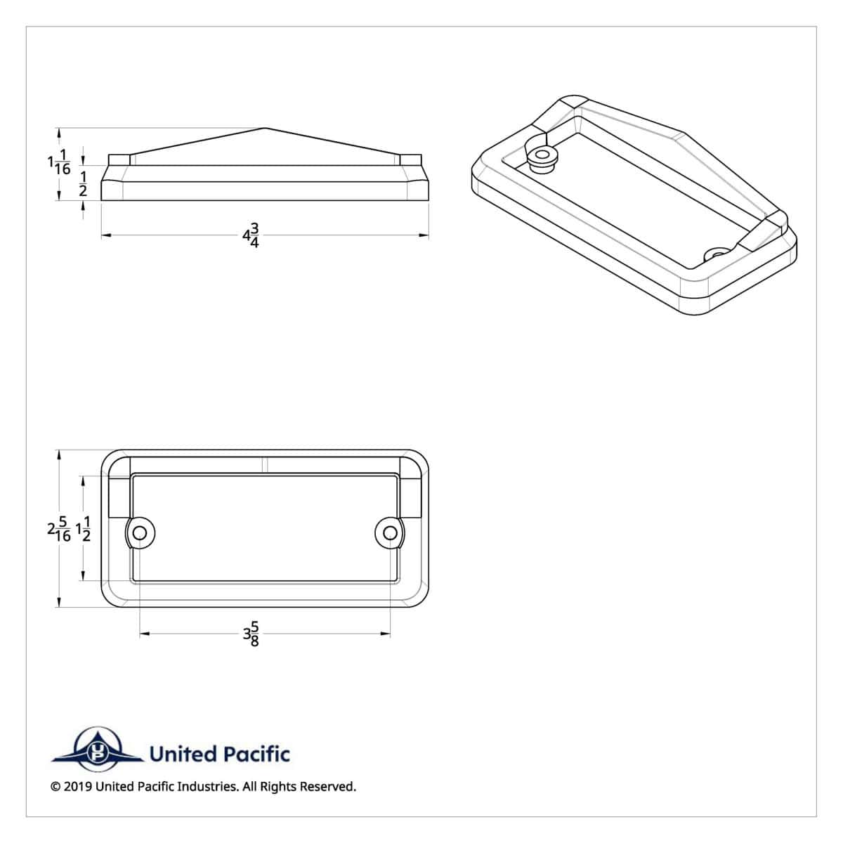 Chrome Rectangular Visor Light Bezel