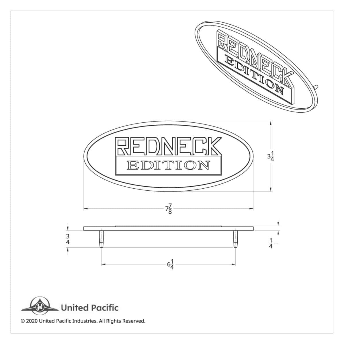 Chrome Die-Cast Oval Emblem – “Redneck Edition” For Peterbilt 5 Chrome Die-Cast Oval Emblem – “Redneck Edition” For Peterbilt