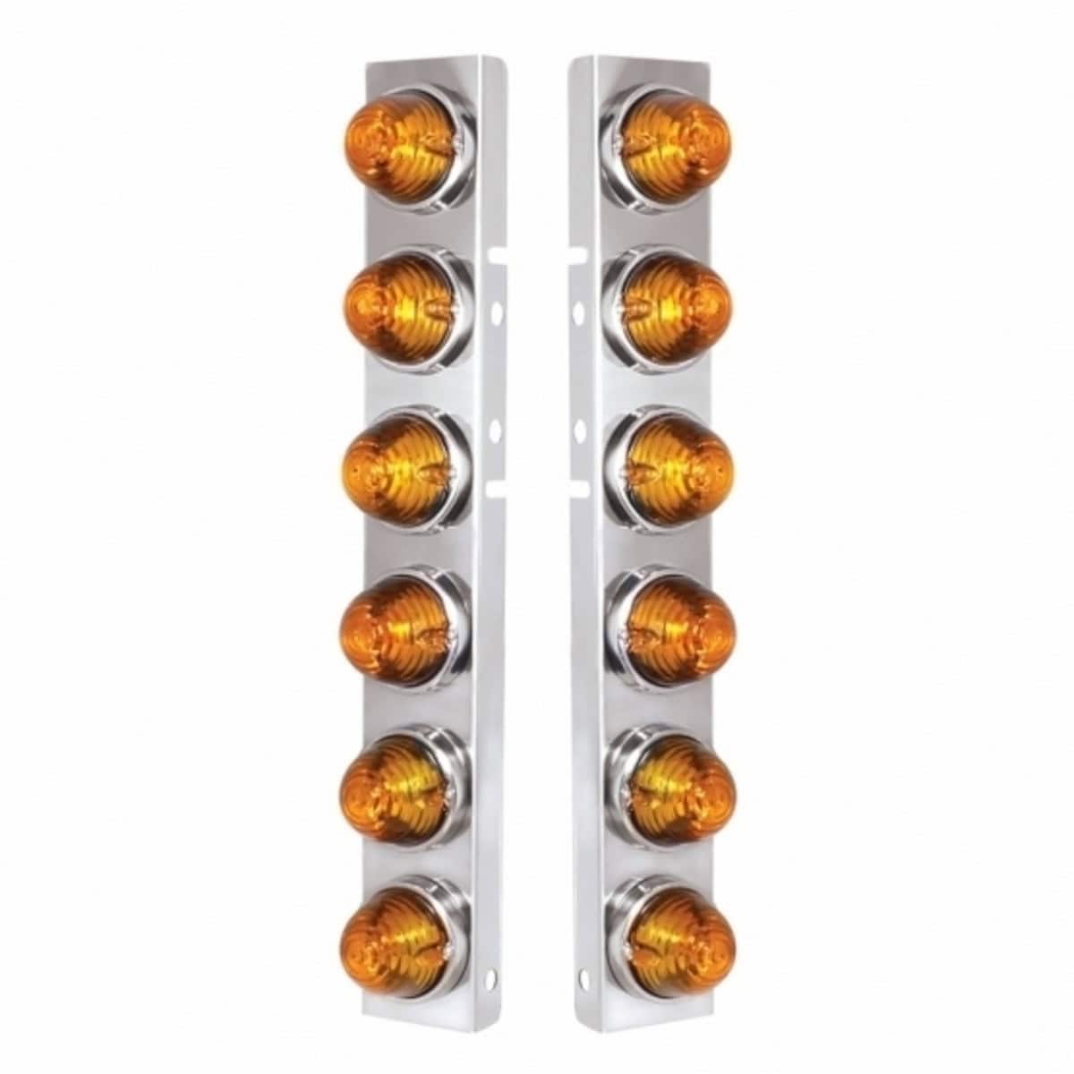 SS Front Air Cleaner Bracket With 12X Glass Beehive Lights & SS Bezels For Peterbilt