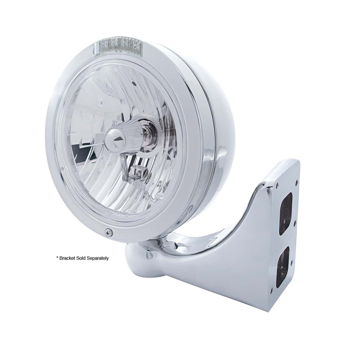 Stainless Steel Bullet Classic Headlight Assembly With Crystal H4 Bulb &Amp; Led Turn Signal 4 Stainless Steel Bullet Classic Headlight Assembly With Crystal H4 Bulb & LED Turn Signal