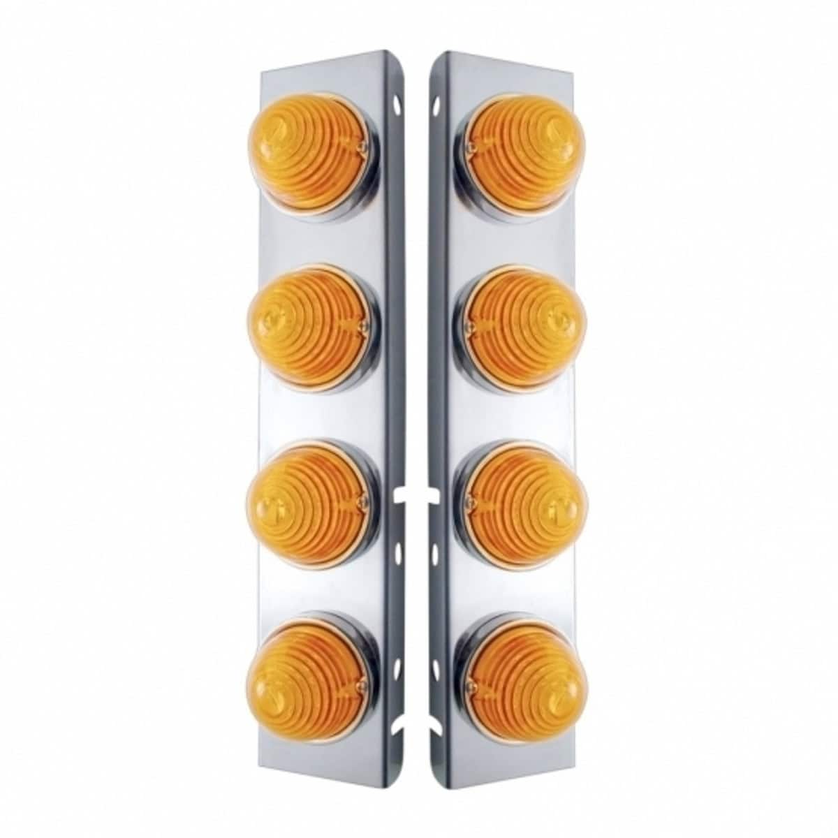 SS Front Air Cleaner Bracket With 8X 17 LED Beehive Lights & SS Bezels For Peterbilt – Pair