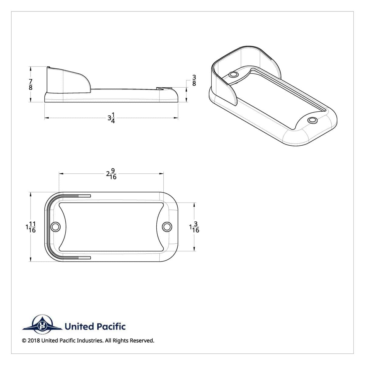 Small Rectangular Chrome Light Bezel with Vertical Visor