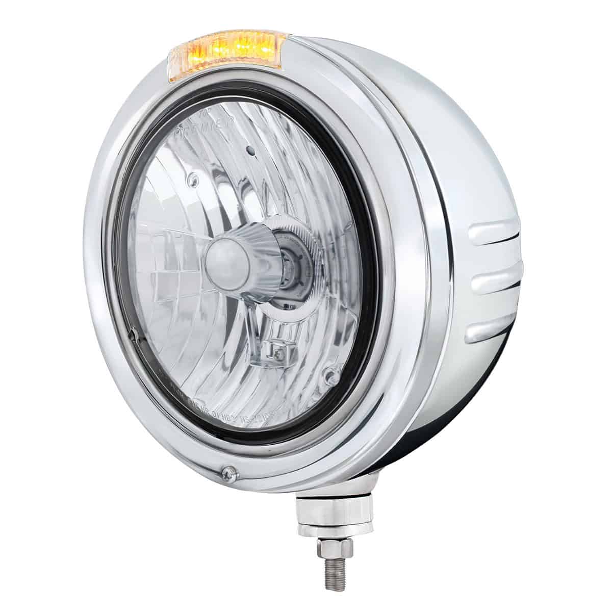 Stainless Steel Bullet Embossed Stripe Headlight Crystal H4 & Dual Mode LED Signal