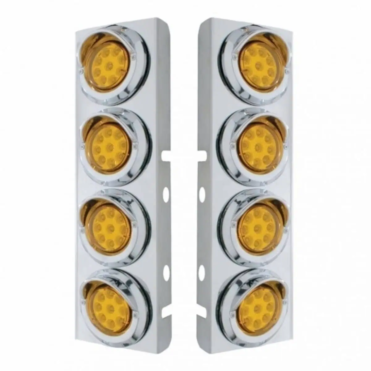 PB Front Air Cleaner Bracket w/8x 2" 9-LED Reflector Lights & Visors-Amber