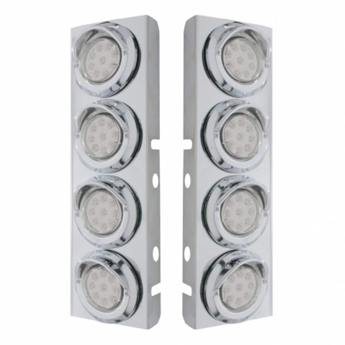 Stainless Front Air Cleaner Bracket With 8× 2" 9 LED Reflector Lights & Visors For Peterbilt
