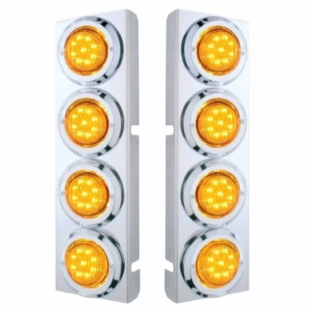 Stainless Front Air Cleaner Bracket With 8× 2" 9 LED Flat Lights & Bezels For Peterbilt