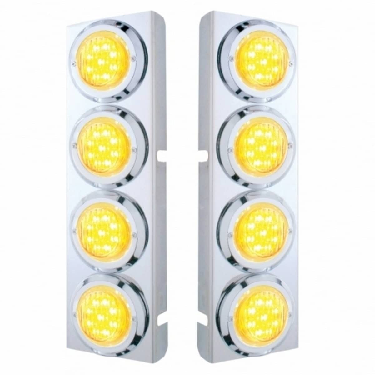 Stainless Front Air Cleaner Bracket With 8× 2" 9 LED Flat Lights & Bezels For Peterbilt