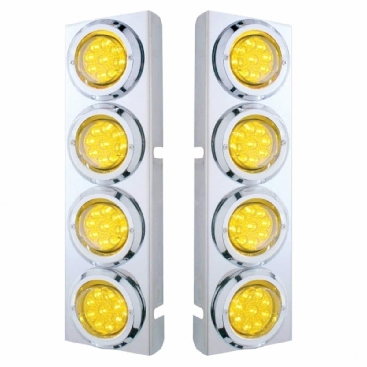 Stainless Front Air Cleaner Bracket With 8× 2" 9 LED Reflector Lights & Bezels For Peterbilt