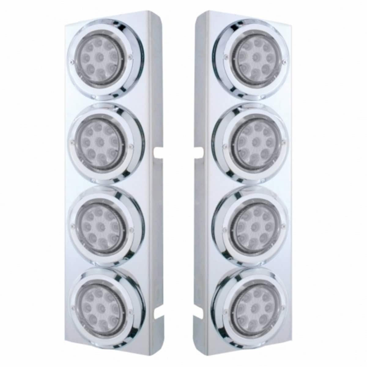Stainless Front Air Cleaner Bracket With 8× 2" 9 LED Reflector Lights & Bezels For Peterbilt