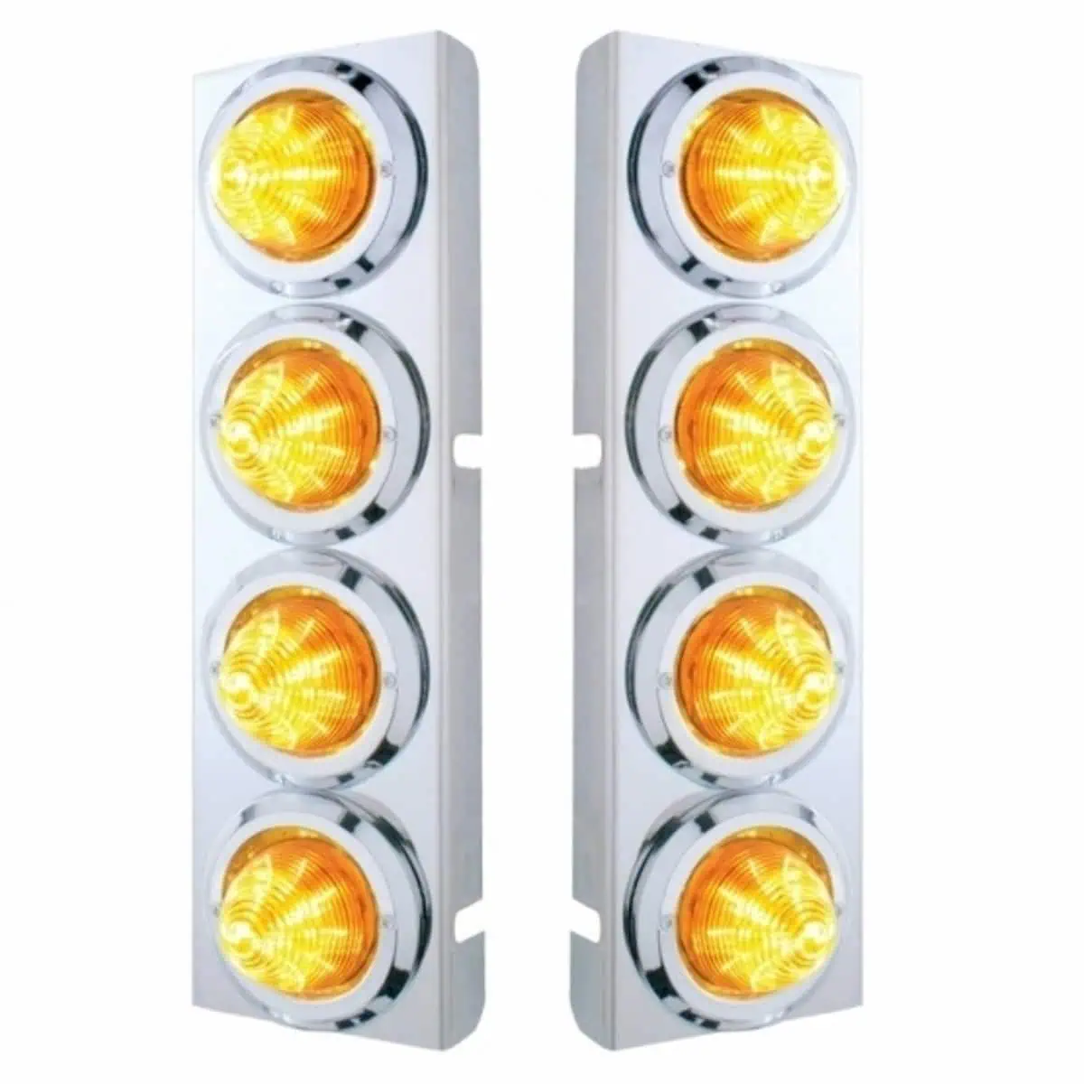 Stainless Front Air Cleaner Bracket With 8× 2" 9 LED Beehive Lights & Bezels For Peterbilt