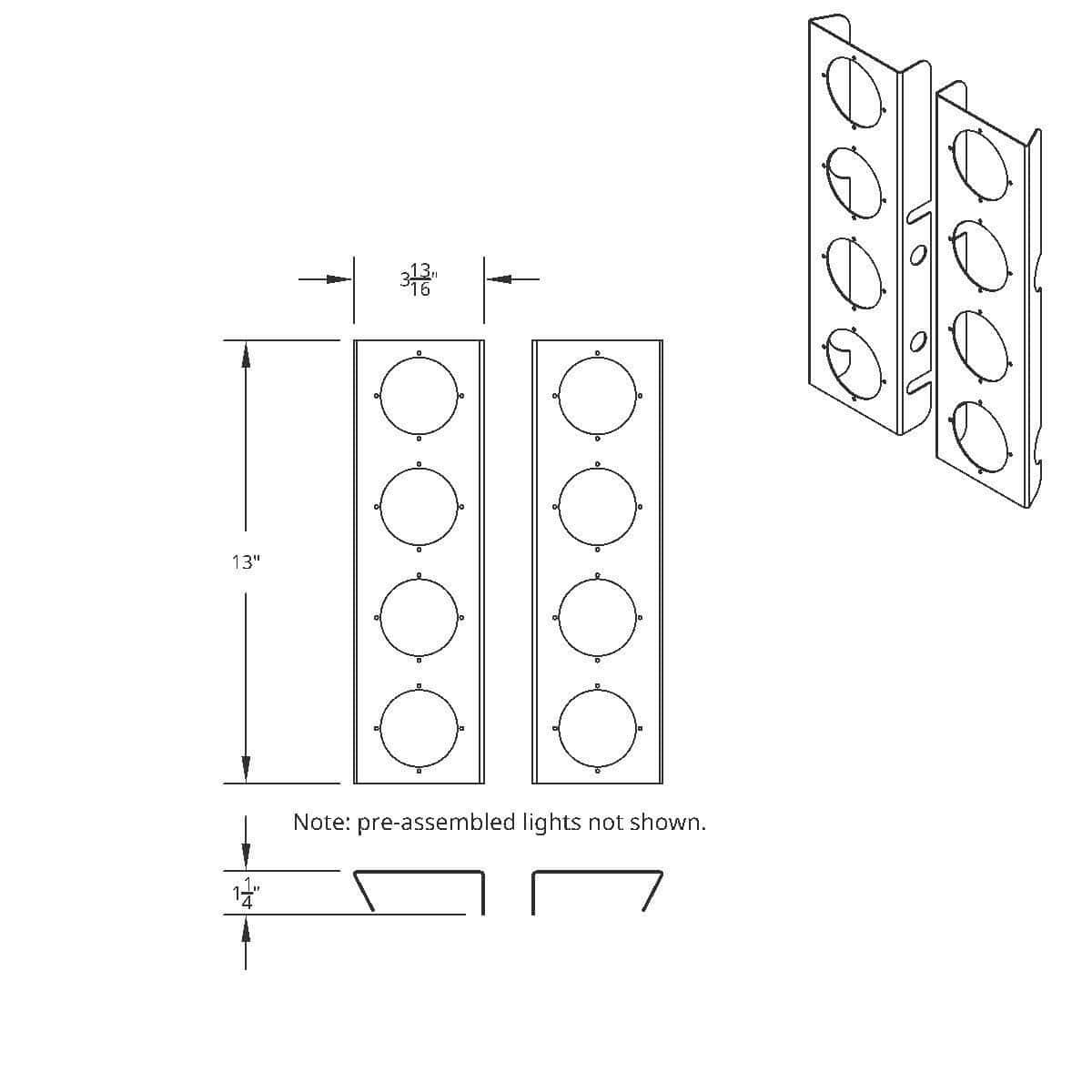 Stainless Front Air Cleaner Bracket With 8× 2&Quot; 9 Led Beehive Lights &Amp; Bezels For Peterbilt 3 Stainless Front Air Cleaner Bracket With 8× 2" 9 LED Beehive Lights & Bezels For Peterbilt