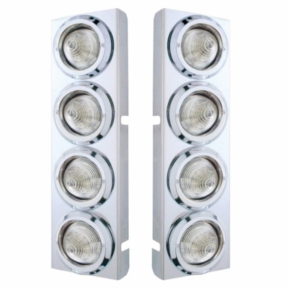 Stainless Front Air Cleaner Bracket With 8× 2" 9 LED Beehive Lights & Bezels For Peterbilt