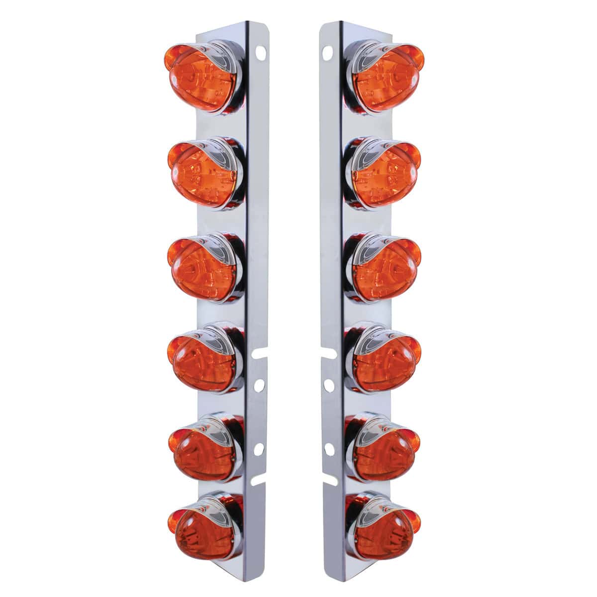 Front Air Cleaner Bracket w/12x LED Watermelon Lights & Visors-Dark Amber