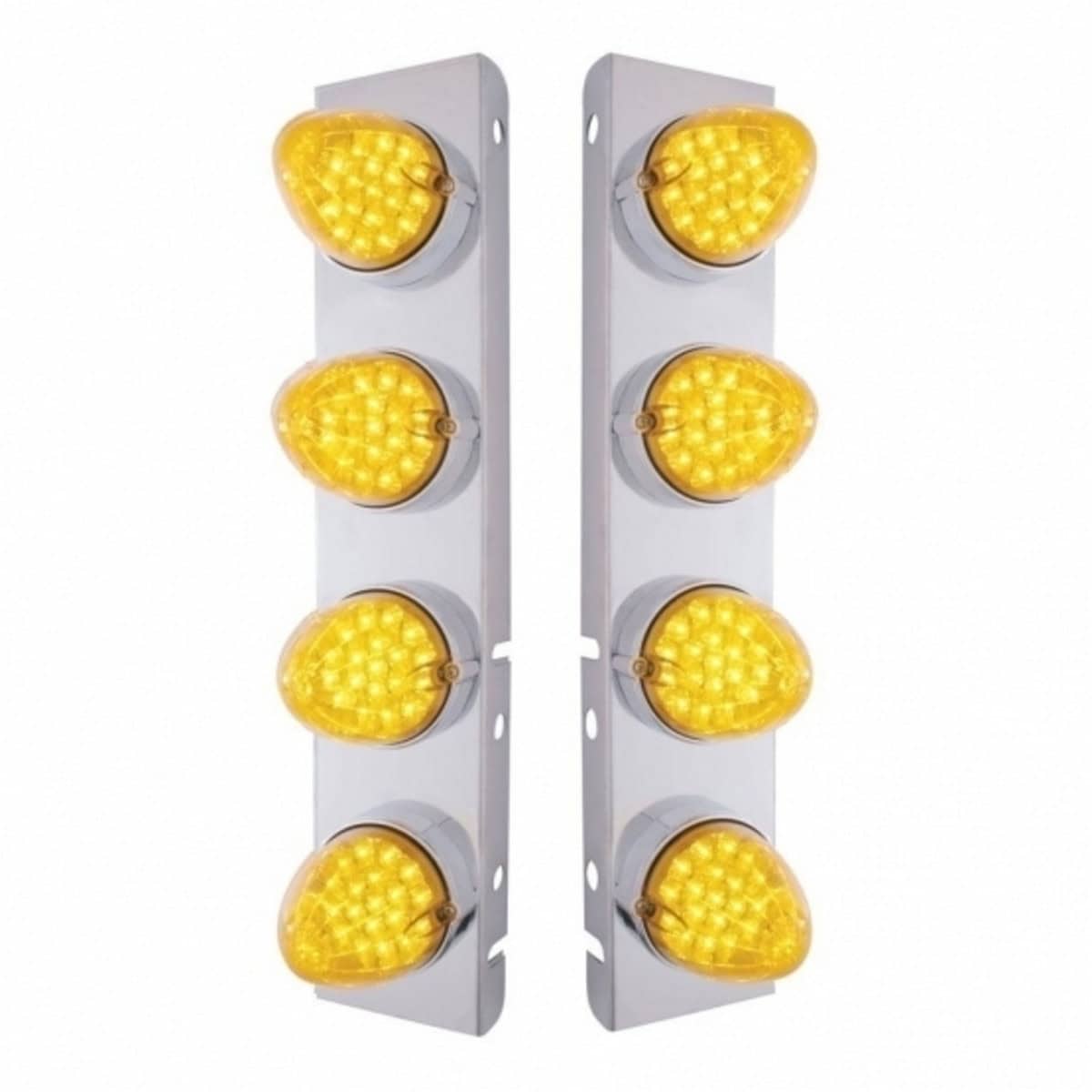 Stainless Front Air Cleaner Bracket With 8× 19 LED Reflector Lights & Bezels For Peterbilt