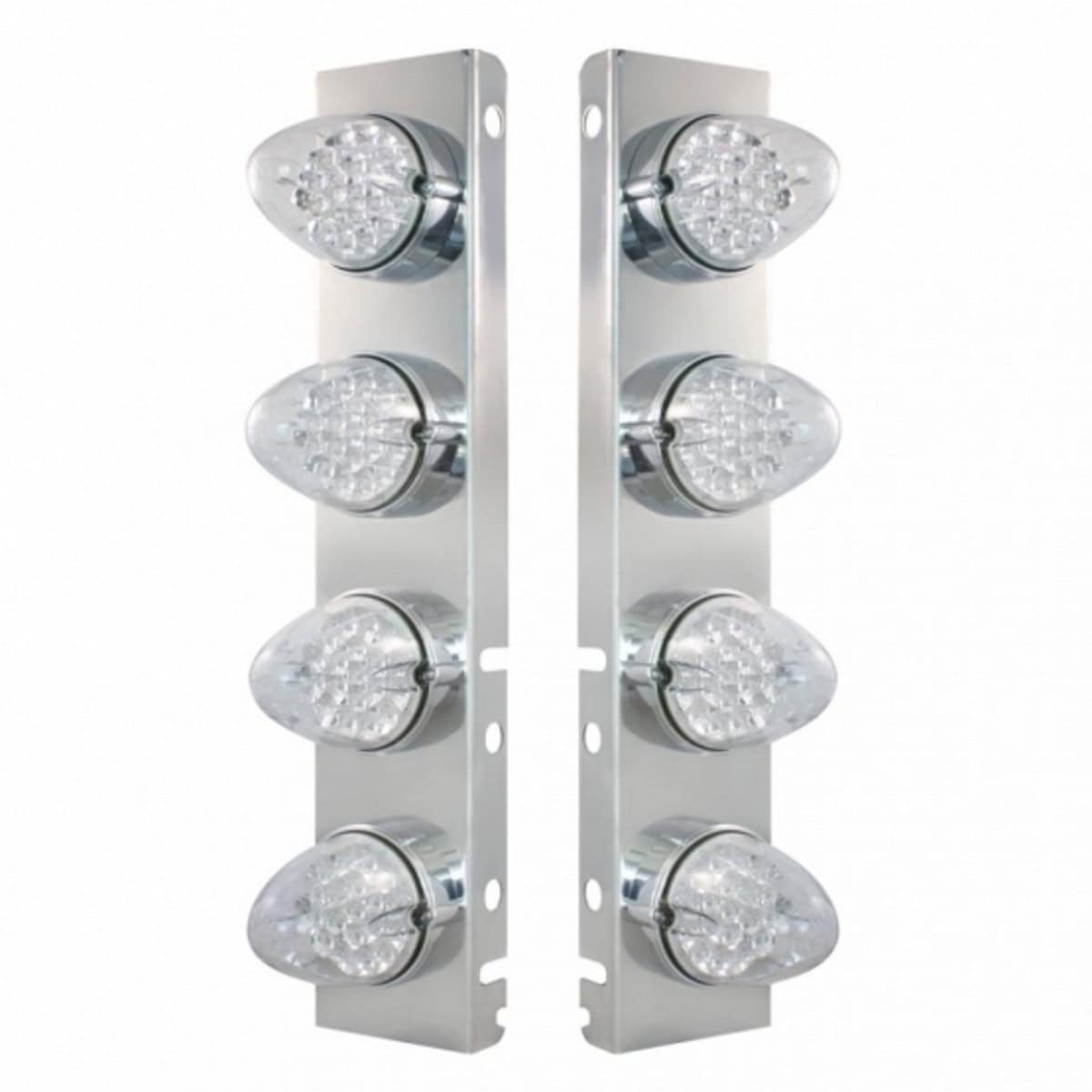 Stainless Front Air Cleaner Bracket With 8× 19 LED Reflector Lights & Bezels For Peterbilt