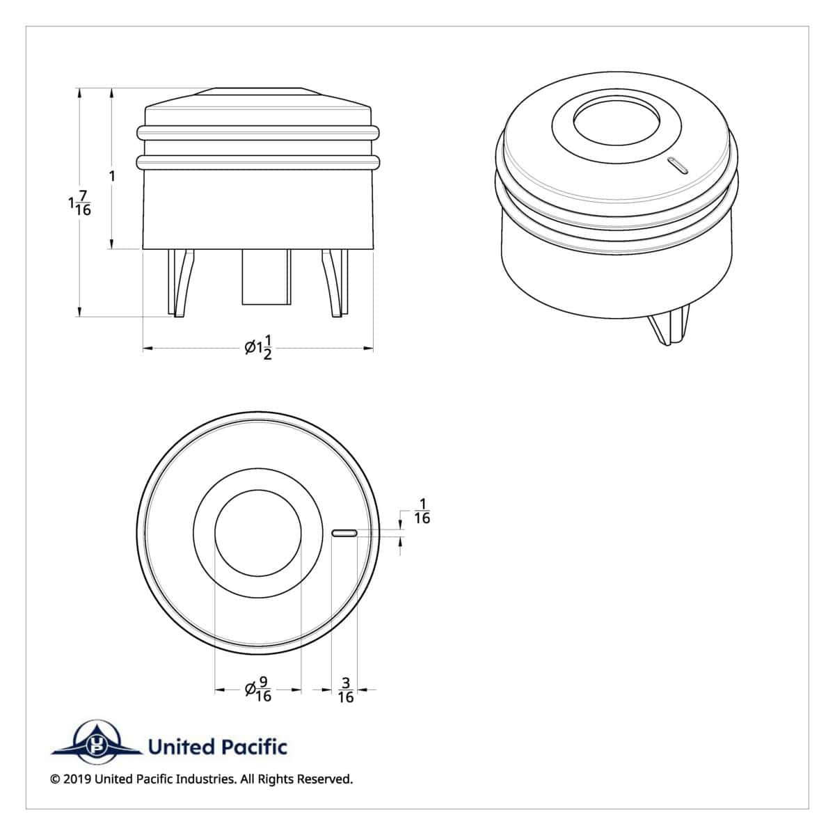 Deluxe Signature A/C Control Knob For Peterbilt – Indented Chrome (Crystal-Ready Design)