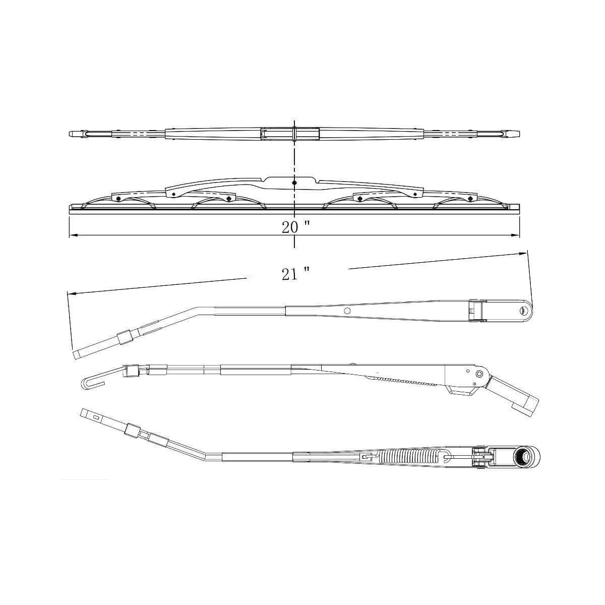 Wiper Arm Assembly With Wiper Blade For Peterbilt Trucks 4 Wiper Arm Assembly With Wiper Blade For Peterbilt Trucks