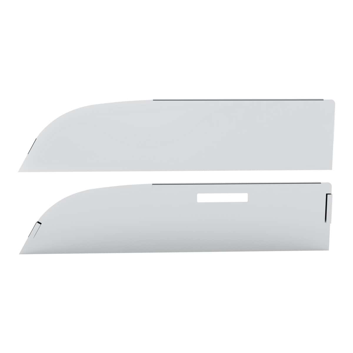 430 Stainless Steel 8" Chop Top Window Trim For 2012-2017 Kenworth T680 & T880 With Convex Mirror (Pair)
