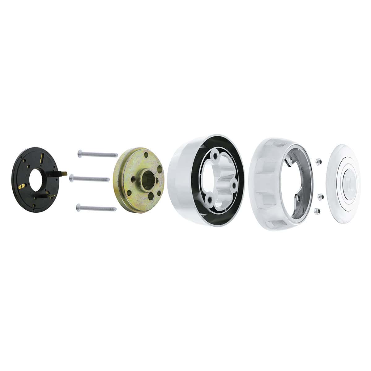 Chrome Steering Wheel Hub & Horn Button Kit For 2014-2026 Kenworth T680 & Peterbilt 579