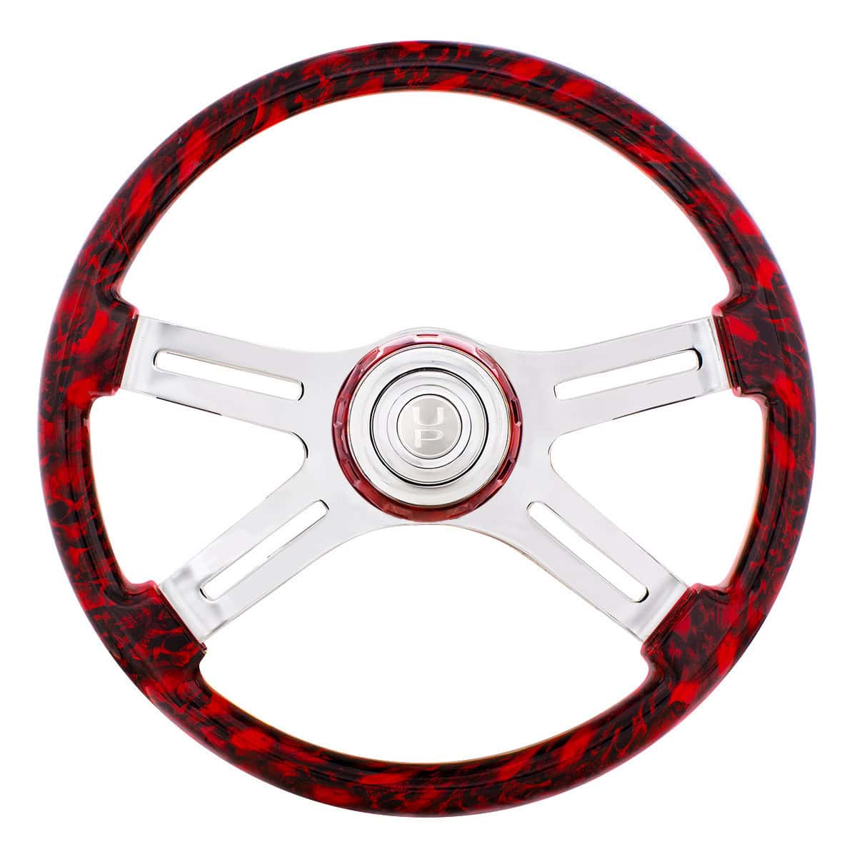 18&Quot; 4 Spoke Skull Steering Wheel With Matching Skull Horn Bezel 4 18" 4 Spoke Skull Steering Wheel With Matching Skull Horn Bezel