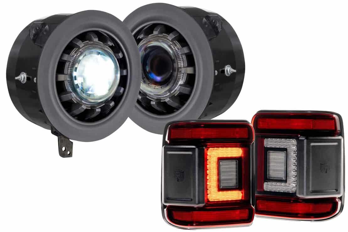 Morimoto 18-26 Jeep Wrangler JL Super 7 Headlight & Red Lens Tail Light Combo