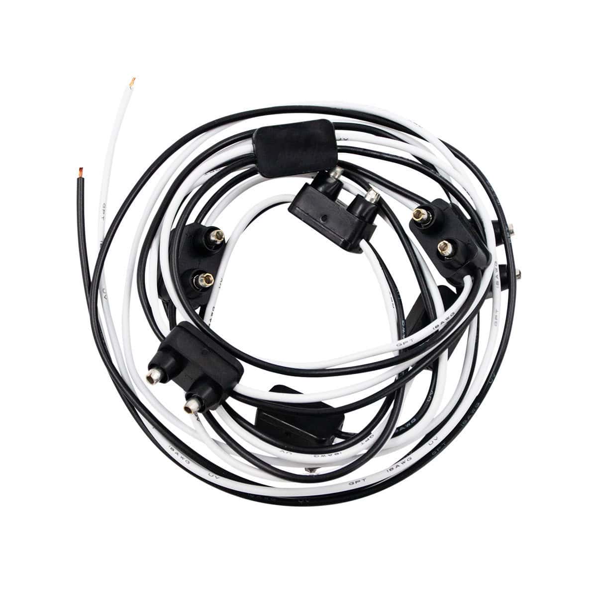 8 Count 2-Prong Male Bullet Plugs 16G Wire Harness - 7" Lead Between Plugs
