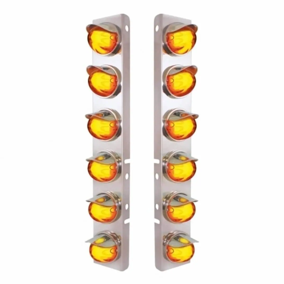 Peterbilt 12x 8-LED Air Cleaner Watermelon Bracket w/Visors-Amber