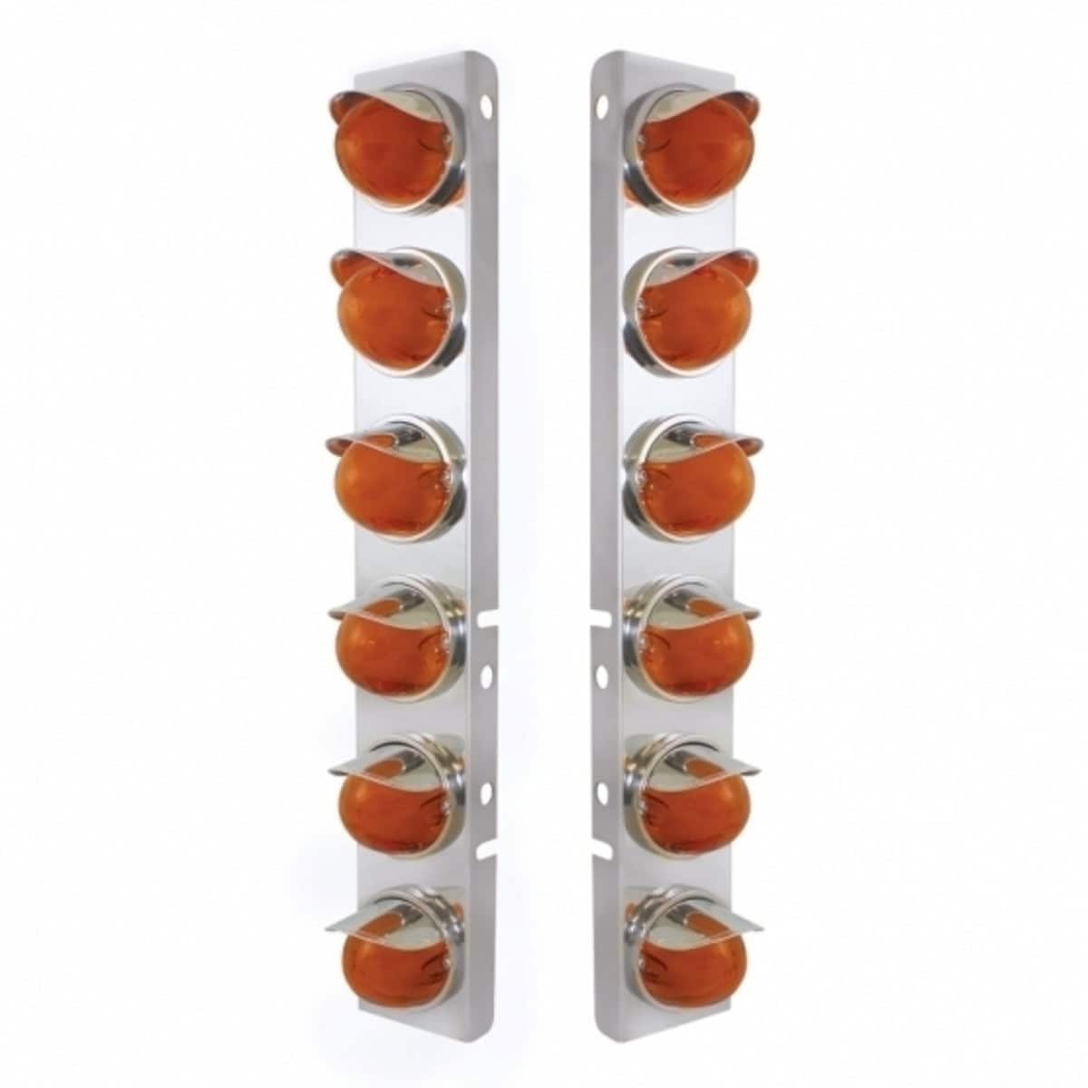 Peterbilt 12x 8-LED Air Cleaner Watermelon Bracket w/Visors-Amber