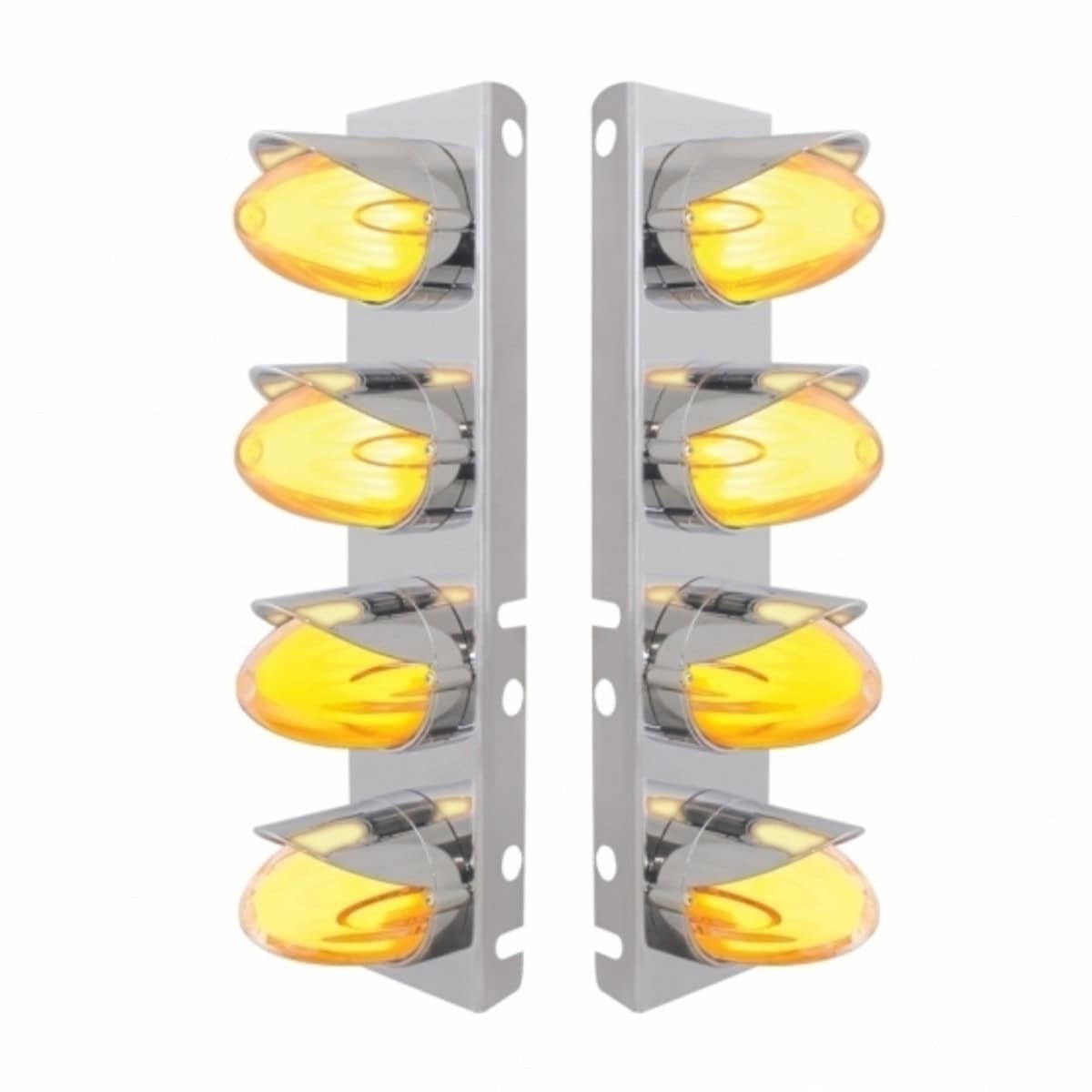 Peterbilt 8-Light Air Cleaner Watermelon Bracket W/Visors 3 Peterbilt 8-Light Air Cleaner Lights With Visors