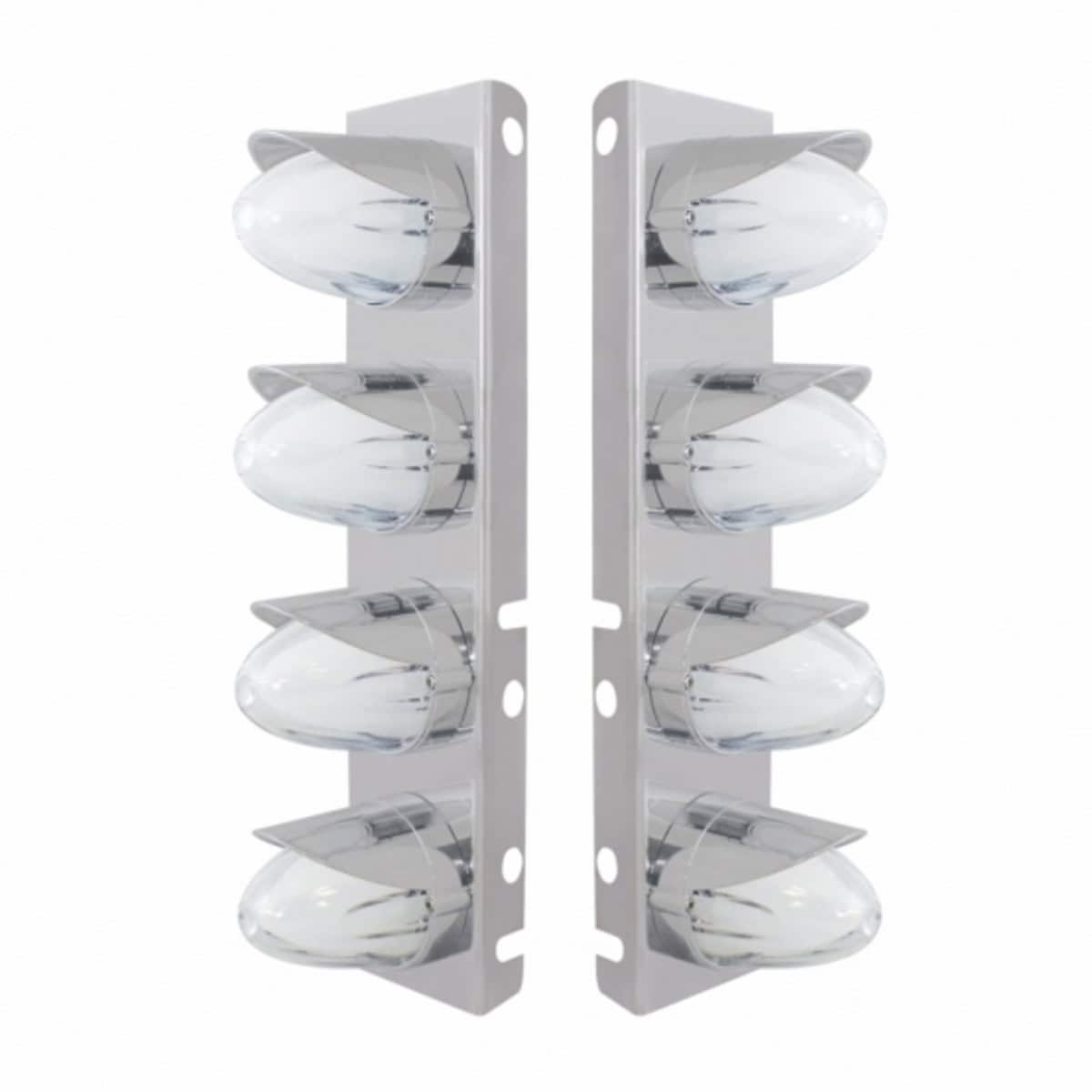 Peterbilt 8-Light Air Cleaner Watermelon Bracket W/Visors 4 Peterbilt 8-Light Air Cleaner Lights With Visors