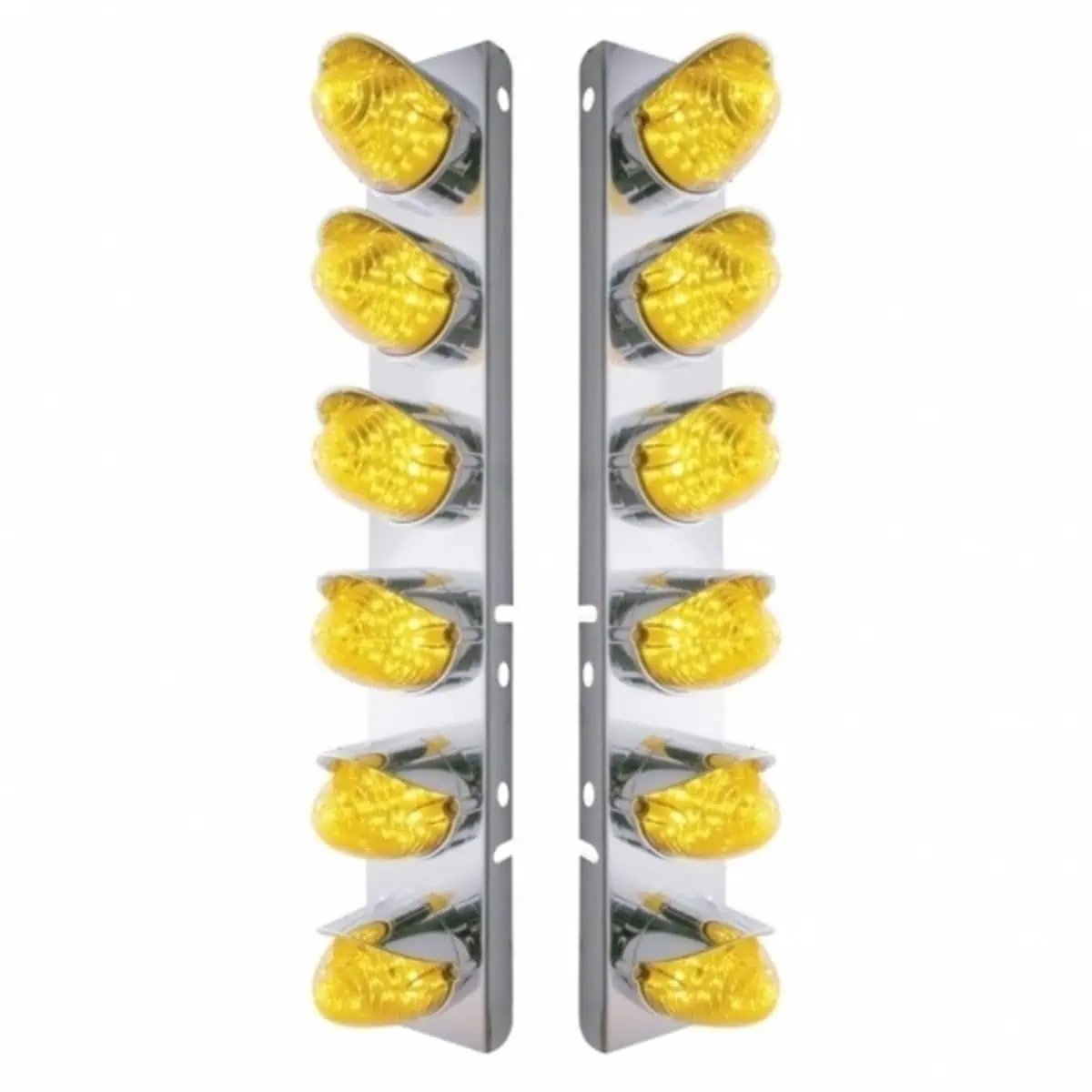 Peterbilt 12x 19-LED Beehive Air Cleaner Bracket w/Visors-Amber
