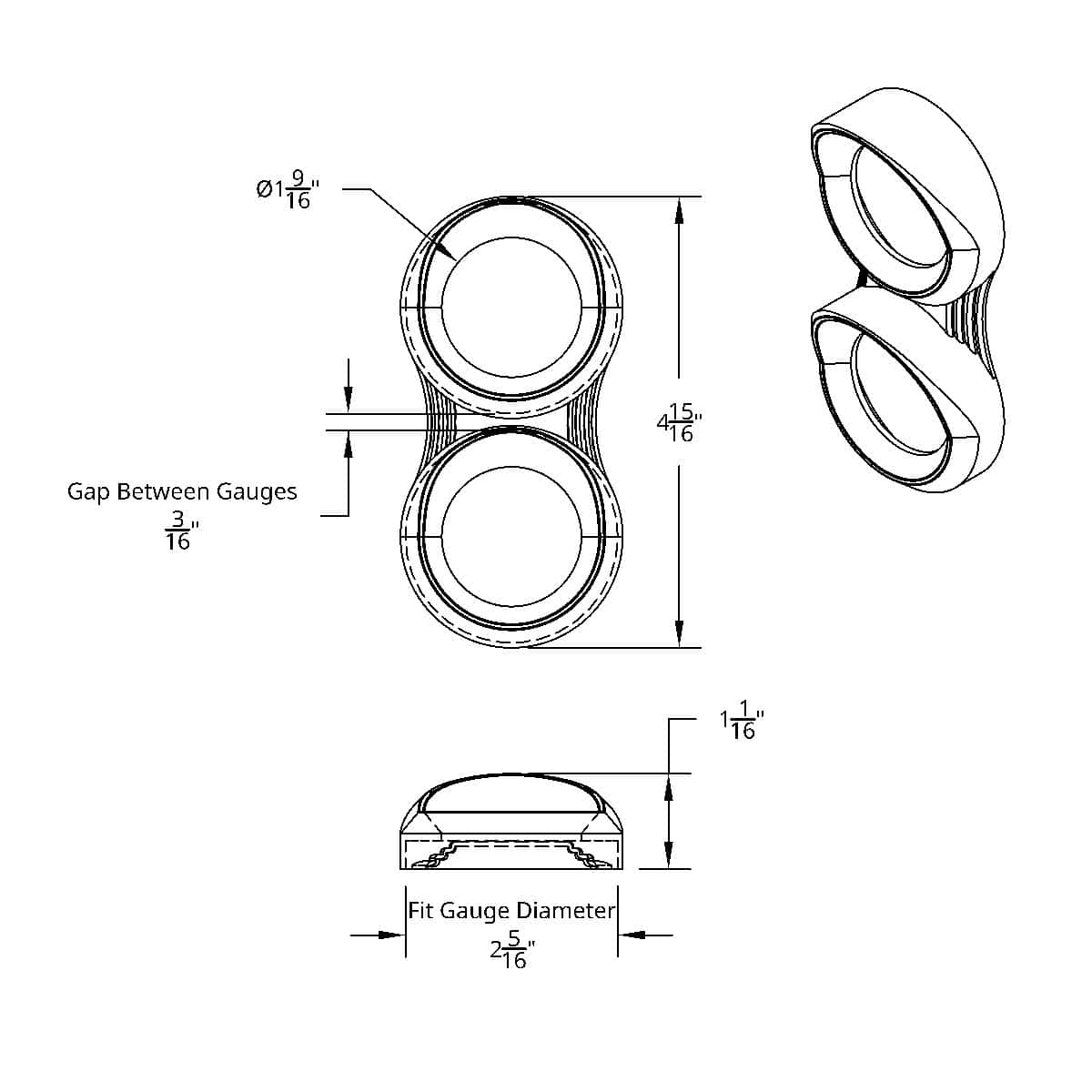 Peterbilt 2 Gauge Cluster Cover With Visor