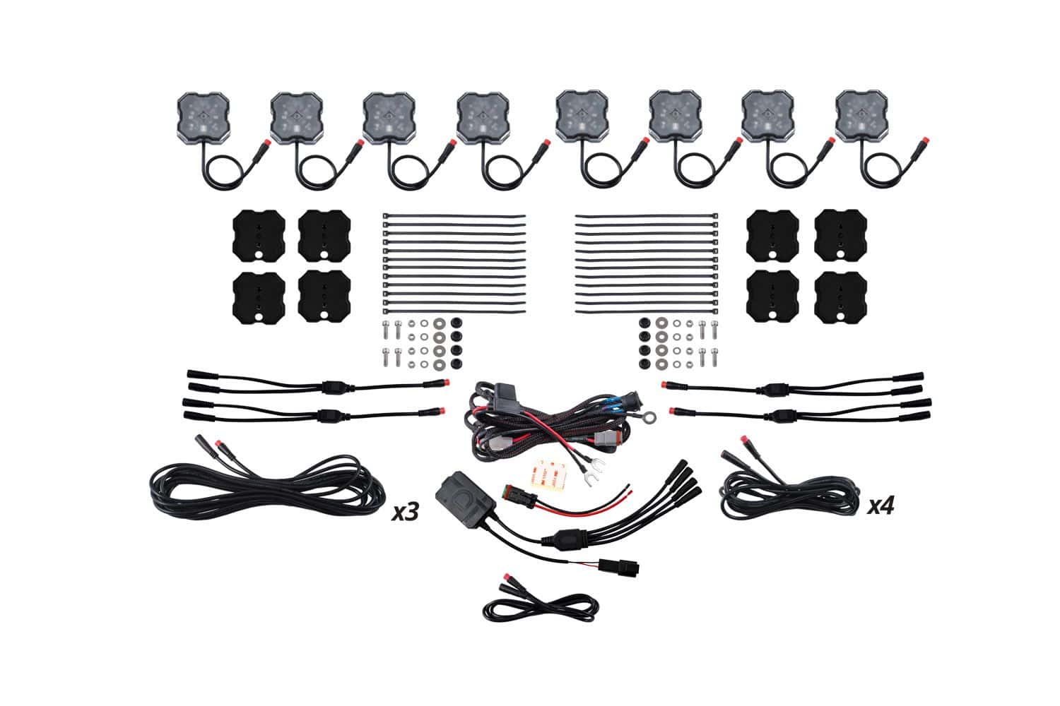 Diode Dynamics RGBW Rock Light Installer Magnet Mount Kit w/Controller (8-pack)