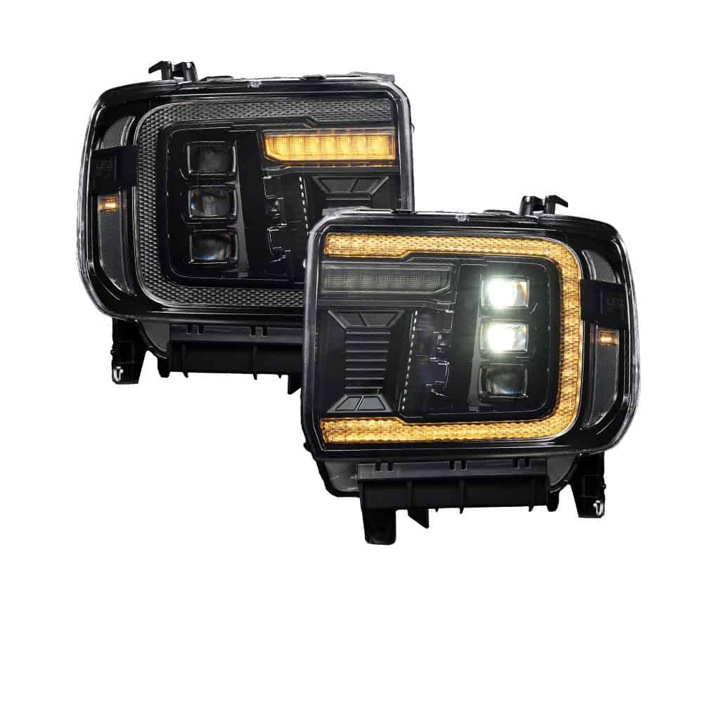Form Lighting 14-18 GMC Sierra 1500/2500/3500 LED Projector Headlights Amber DRL (pair)