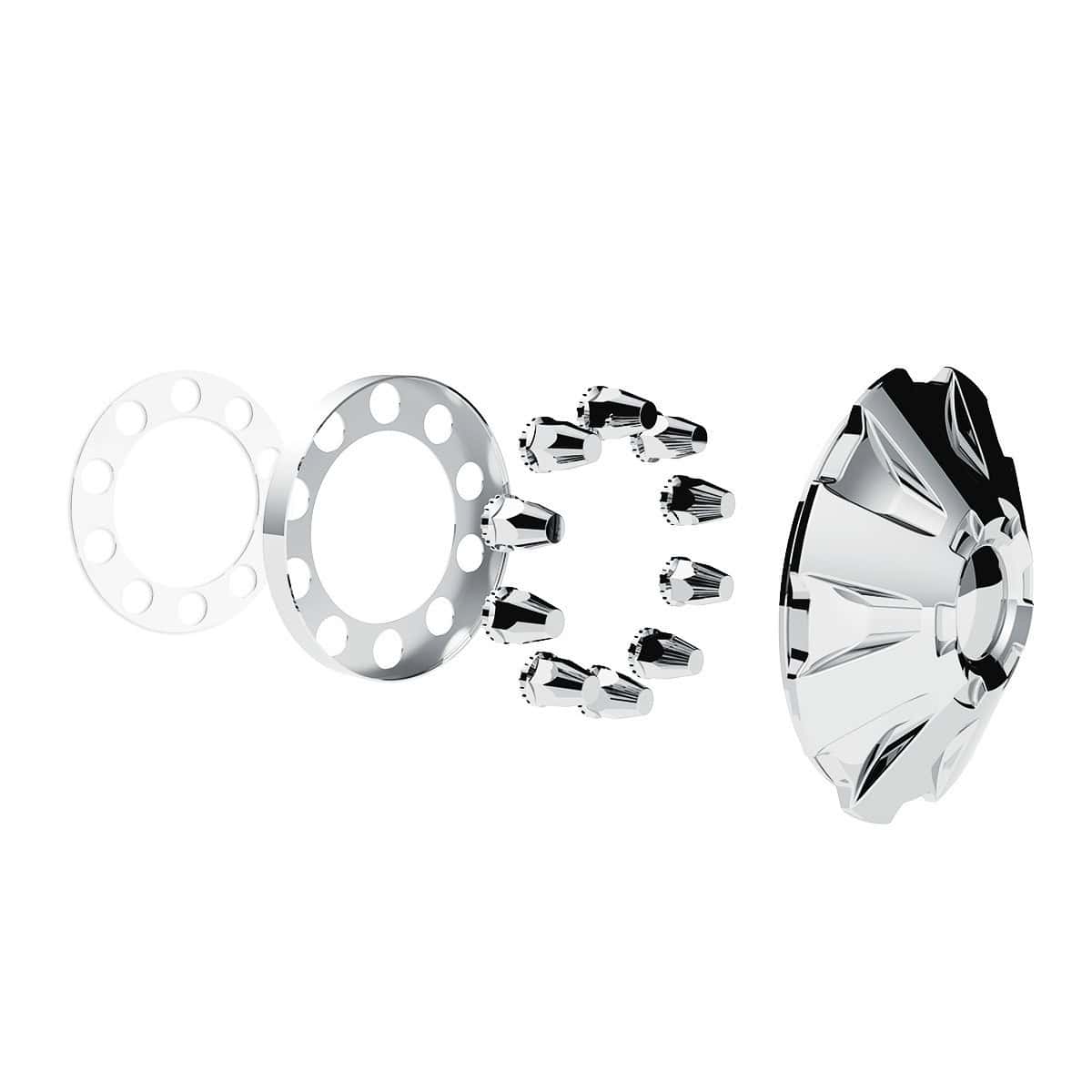 Rubicon Front Axle Cover Kit With 33Mm Thread-On Nut Covers-Chrome 4 Rubicon Front Axle Cover Kit With 33mm Thread-On Nut Covers-Chrome
