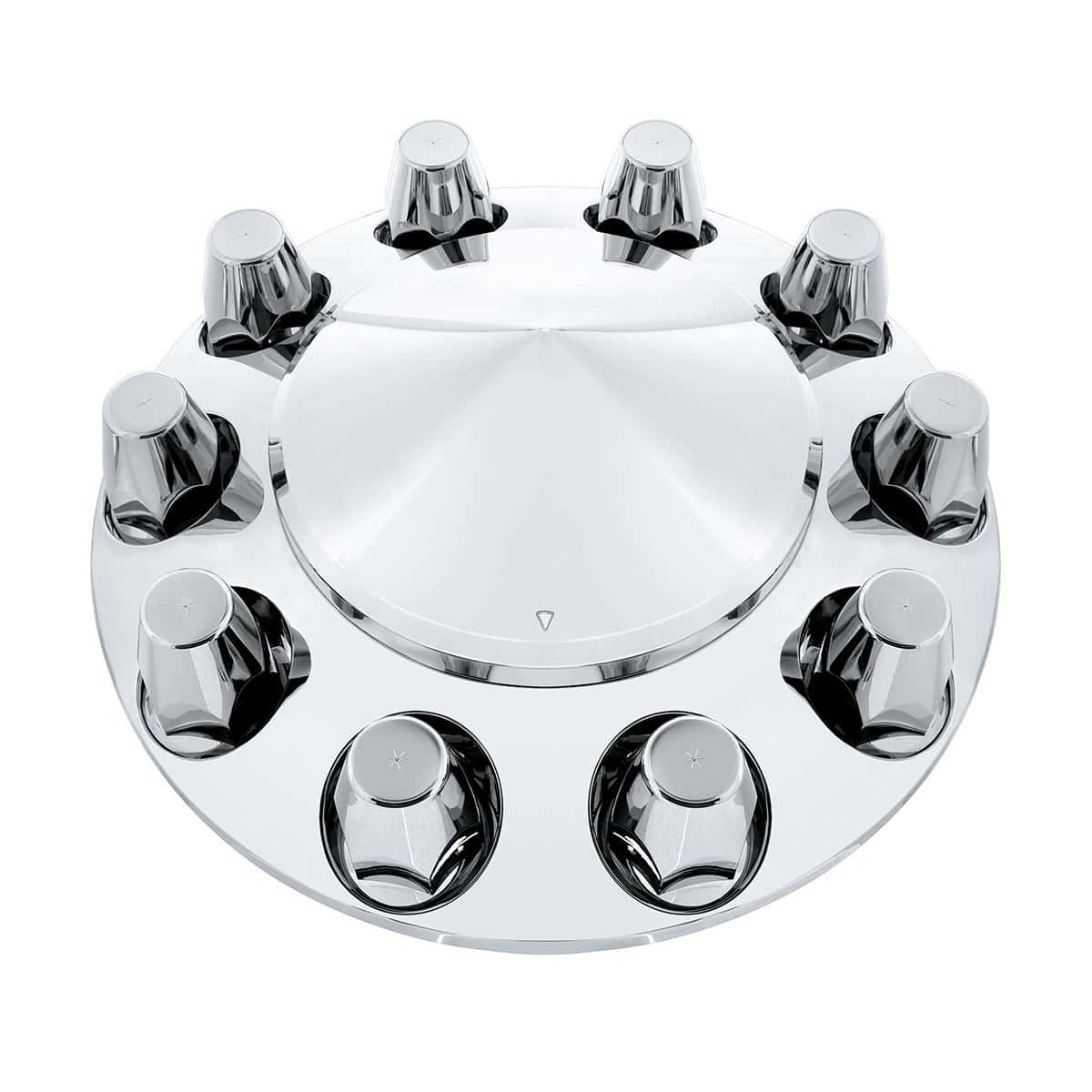 Pointed Front Axle Cover With 33mm Standard Style Push-On Nut Covers - Chrome