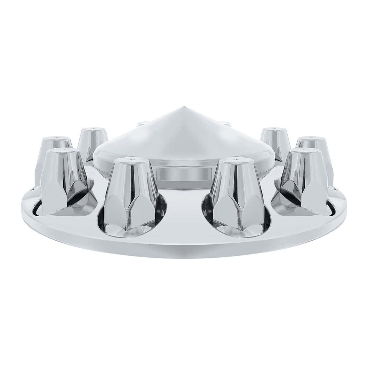 Pointed Front Axle Cover With 33Mm Standard Style Push-On Nut Covers - Chrome 3 Pointed Front Axle Cover With 33mm Standard Style Push-On Nut Covers - Chrome