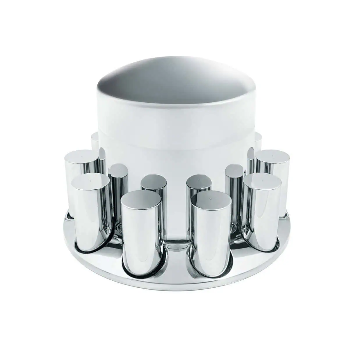 Chrome Plastic Extra Tall Dome Rear Axle Cover With 33mm Thread-On Tall Cylinder Nut Covers