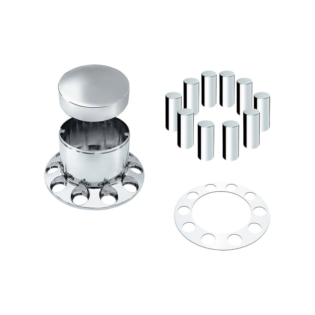 Chrome Plastic Extra Tall Dome Rear Axle Cover With 33mm Thread-On Tall Cylinder Nut Covers