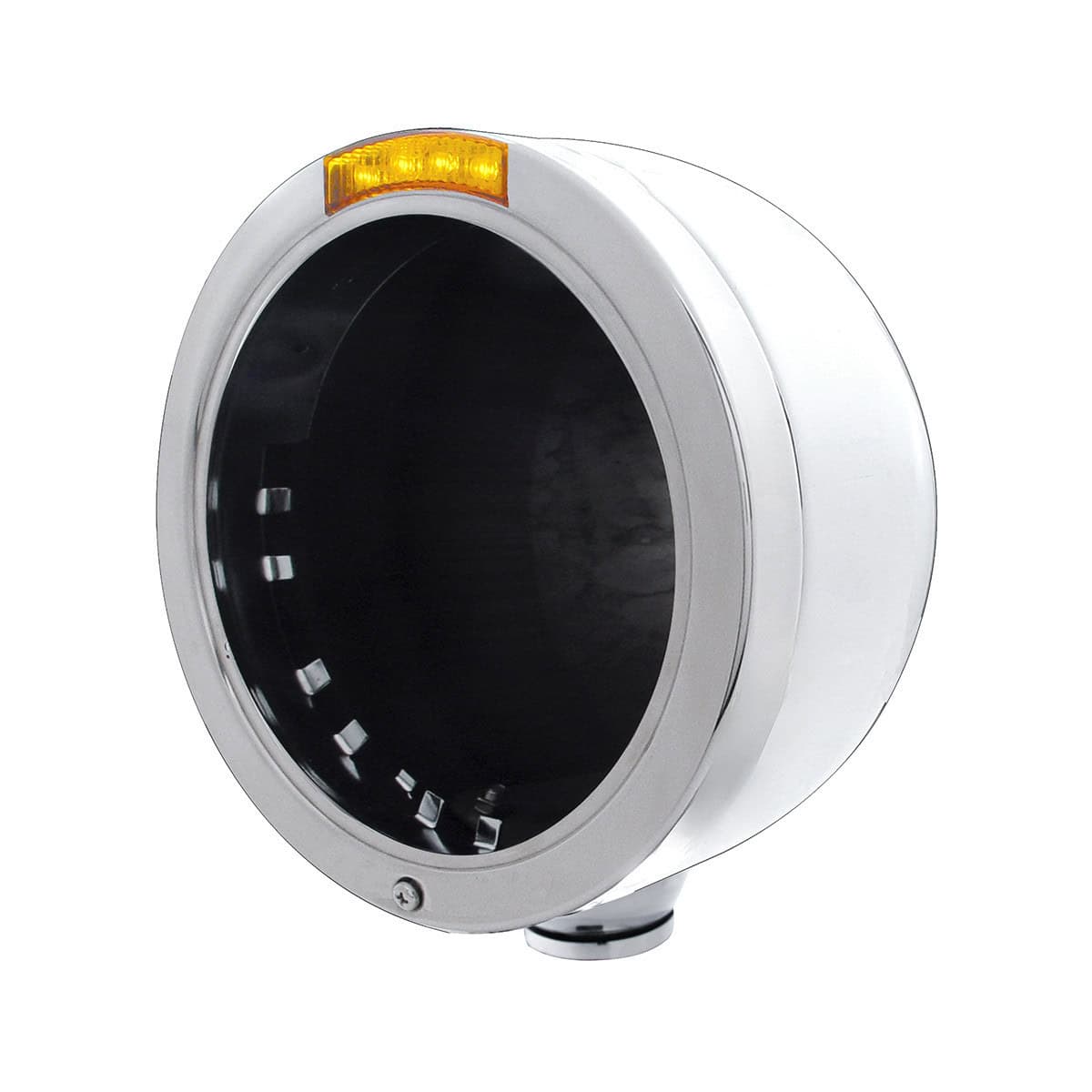 Stainless Steel Bullet Half Moon Headlight No Bulb With LED Turn Signal