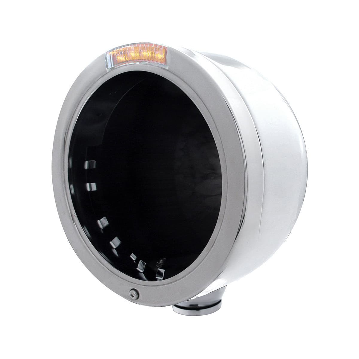 Stainless Steel Bullet Half Moon Headlight No Bulb With Led Turn Signal 5 Stainless Steel Bullet Half Moon Headlight No Bulb With LED Turn Signal