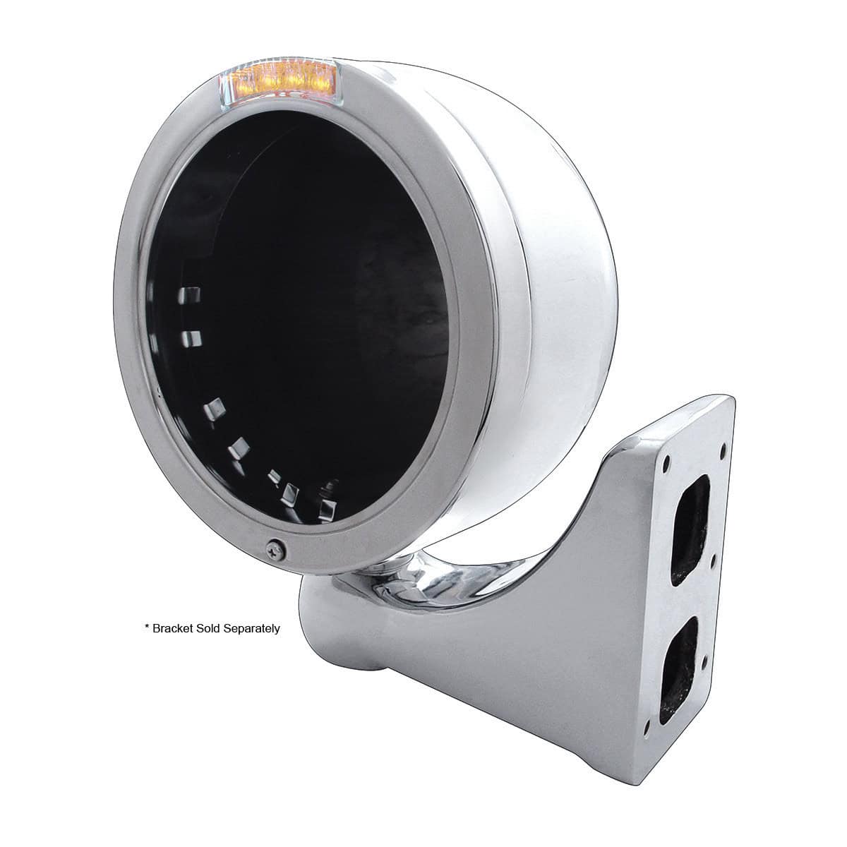 Stainless Steel Bullet Half Moon Headlight No Bulb With Led Turn Signal 7 Stainless Steel Bullet Half Moon Headlight No Bulb With LED Turn Signal
