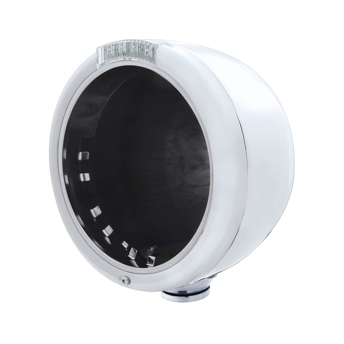 Stainless Steel Classic Half Moon Headlight No Bulb With Led Turn Signal 4 Stainless Steel Classic Half Moon Headlight No Bulb With LED Turn Signal