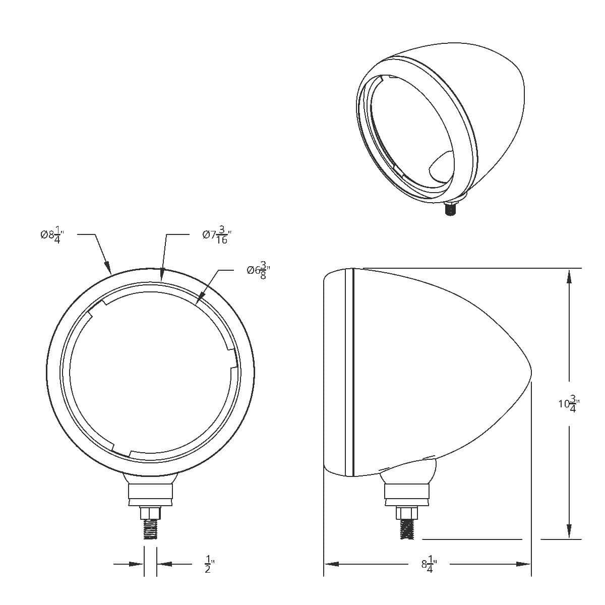 Stainless Steel Guide 682-C Headlight Housing